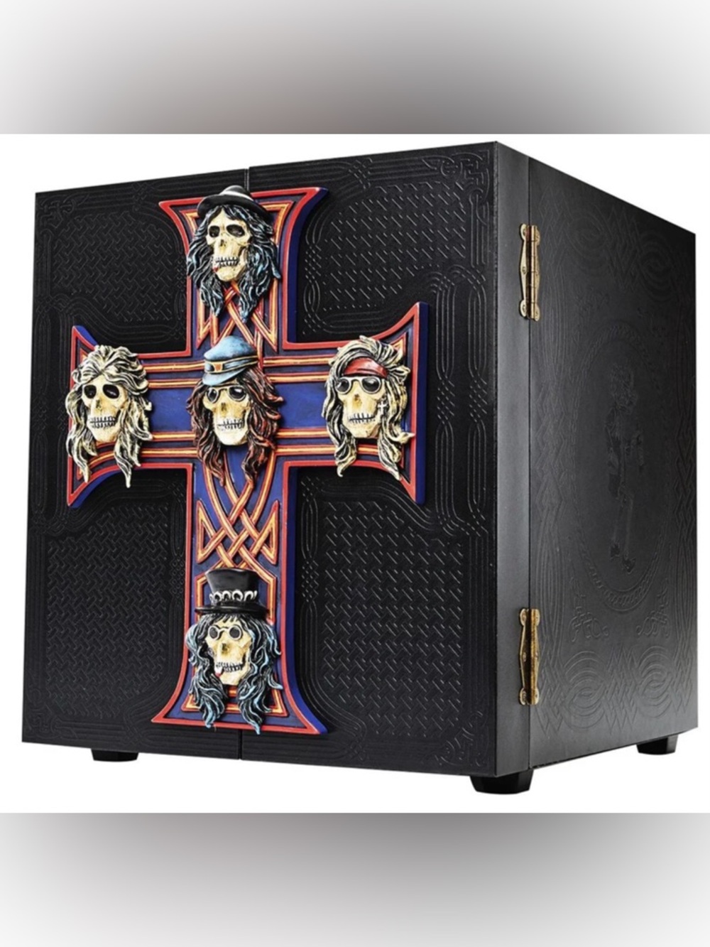 Decorative Skull Cross Wall Art - Black with Red & Blue Accents